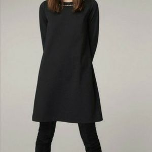 Massimp Dutti black shift dress with faux pearl round neckline